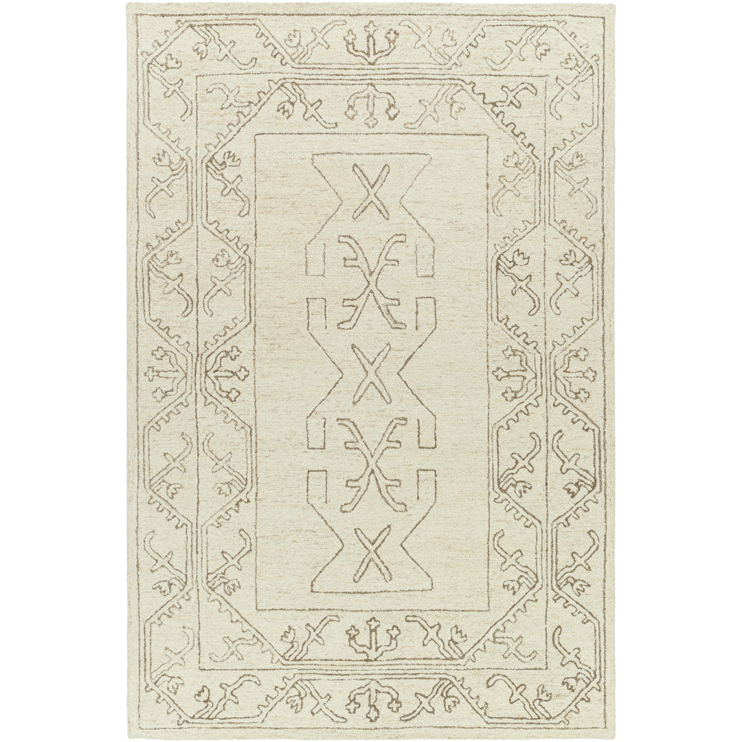 Milada Oriental Hand Tufted Wool Area Rug in Ivory/Brown Joss & Main Rug