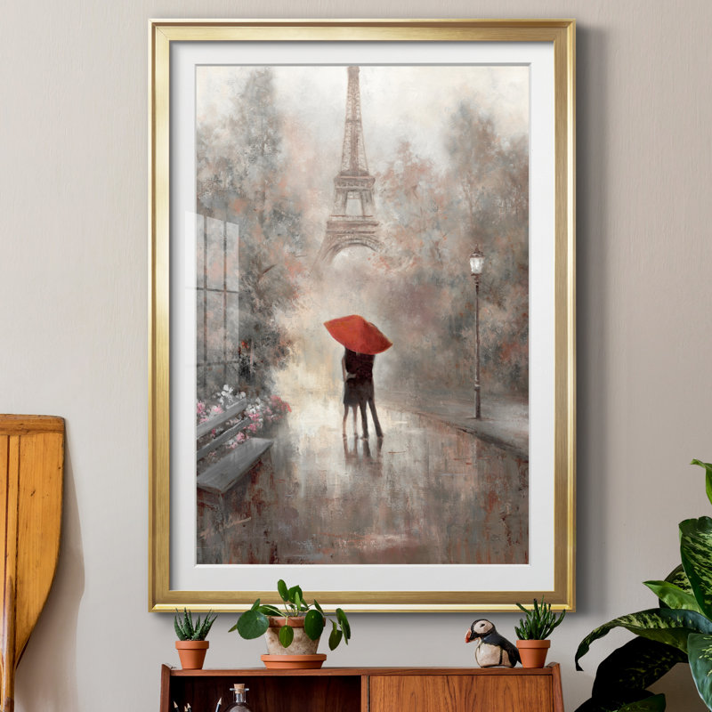 Paris in the Mist - reproduction d'art sur papier encadrée, H 26,5 po x l 36,5 po x P 1,5 po, Papier encadré doré