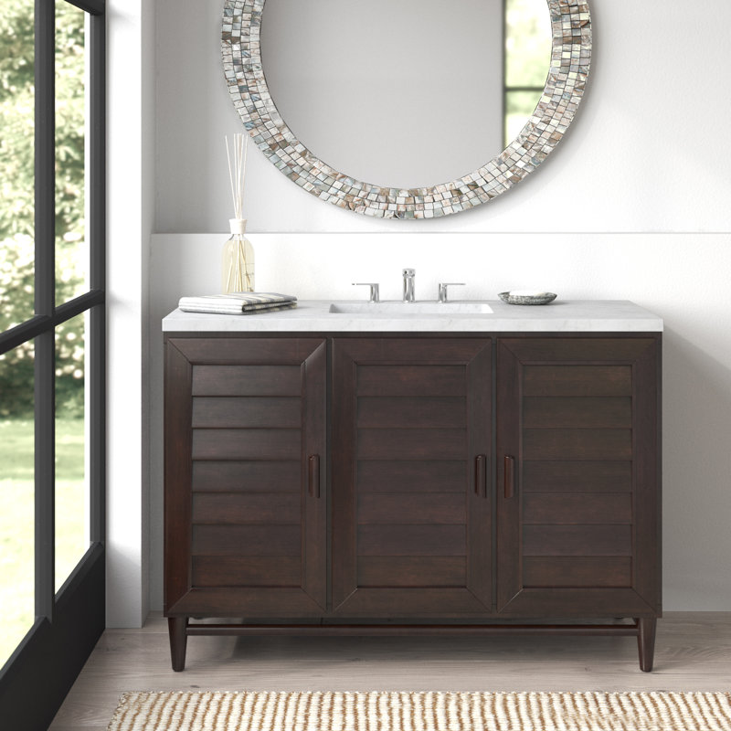 Musson 48" Single Bathroom Vanity Set, Whitewashed Walnut, Phantome Eclos, Widespread