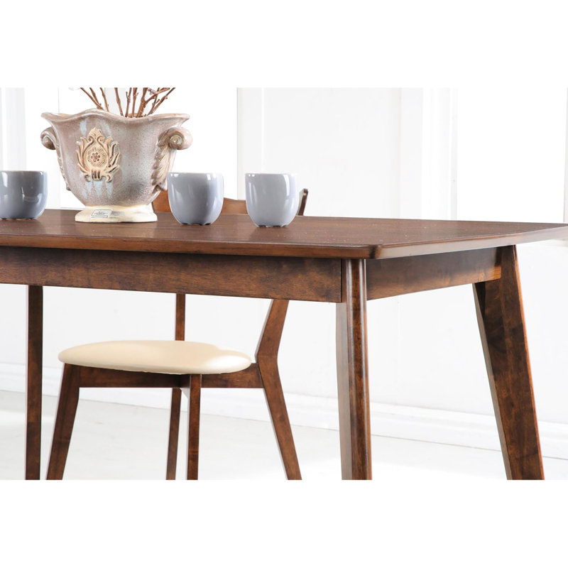 Table de salle à manger à pieds inclinés au fini châtaignier - Bois massif, rectangulaire pour un style Mid-Century moderne et élégant
