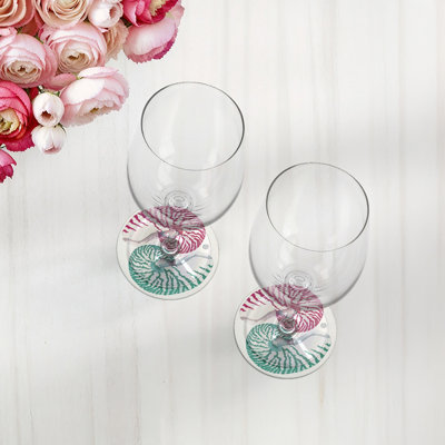Sous-verres ronds en cuir Nautilus Palm Beach