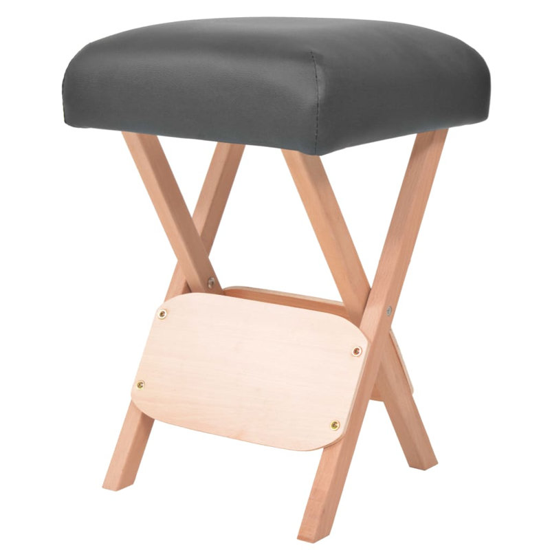Menara Solid Wood Accent Stool, Black
