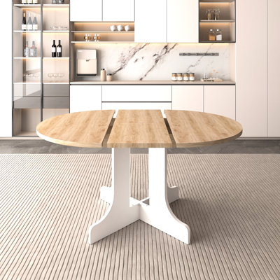 59X43 Inch Oval Dining Table For Room, Expandable With Removable Leaf, Style, White Delight,