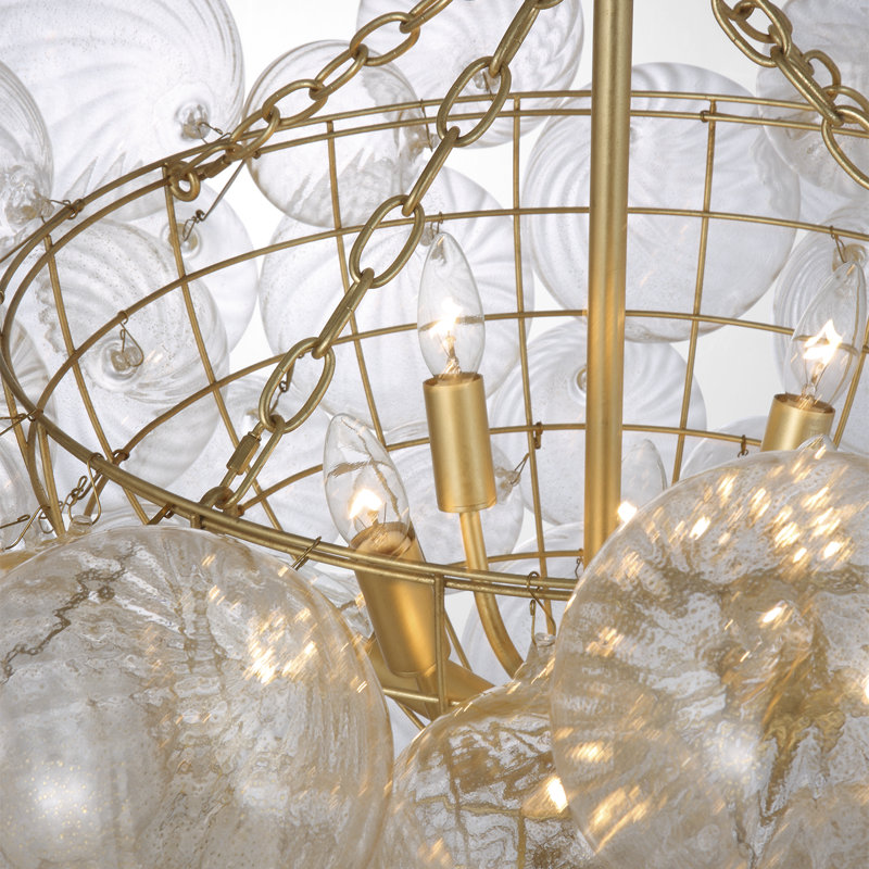 Julie Neill Talia Large Chandelier in Gild with Gold Fleck Glass