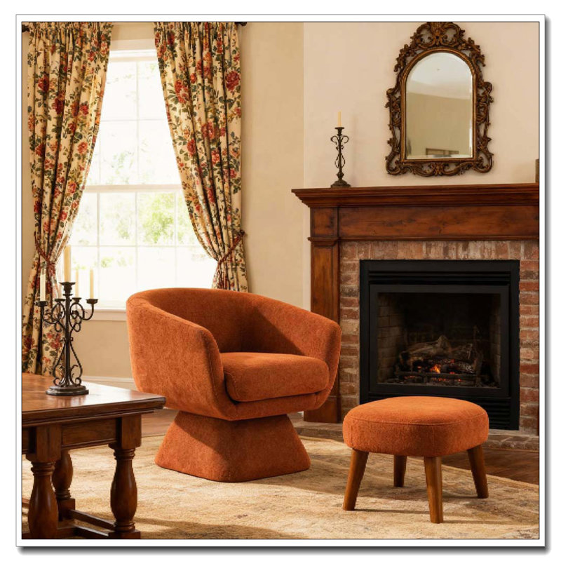 Chaise de loisir rembourrée avec repose-pieds, Orange