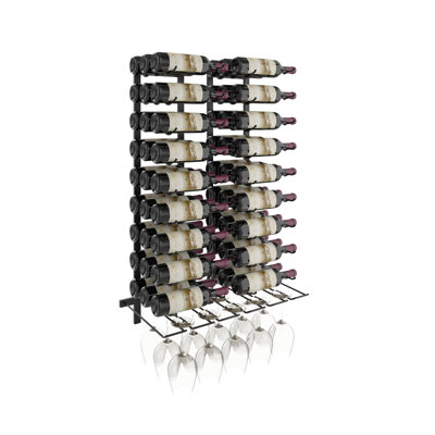 Ensemble de 2 bouteilles de vin à fixation murale et verre à fixation murale 54 pièces en verre mouillé Indurial