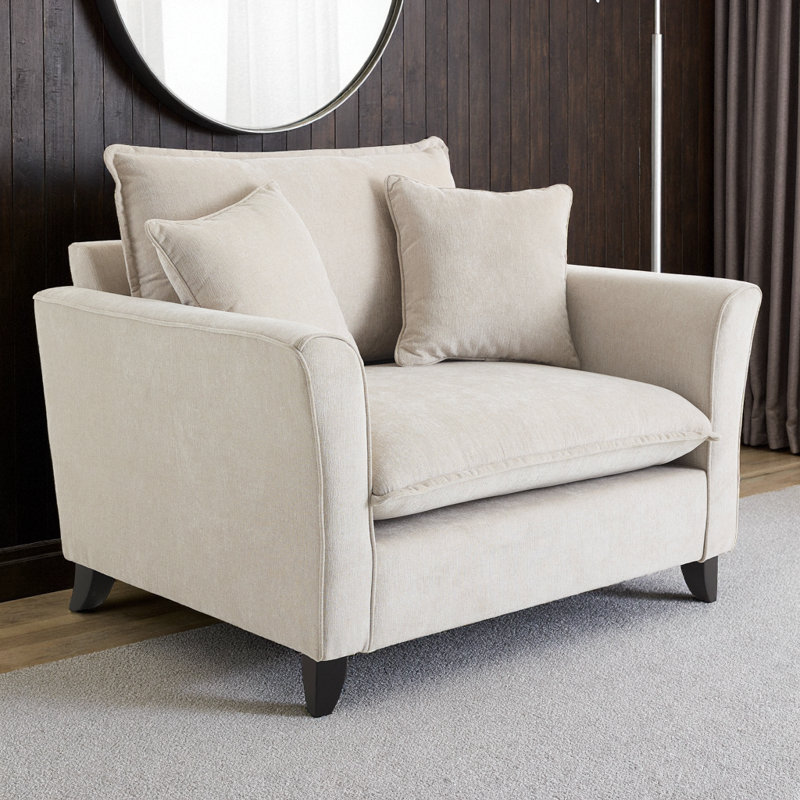 Fauteuil d'appoint simple avec coussin pour le salon, Chenille crème