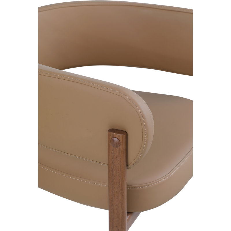 Fauteuil Gideon, Noyer, Cuir brun clair végétalien