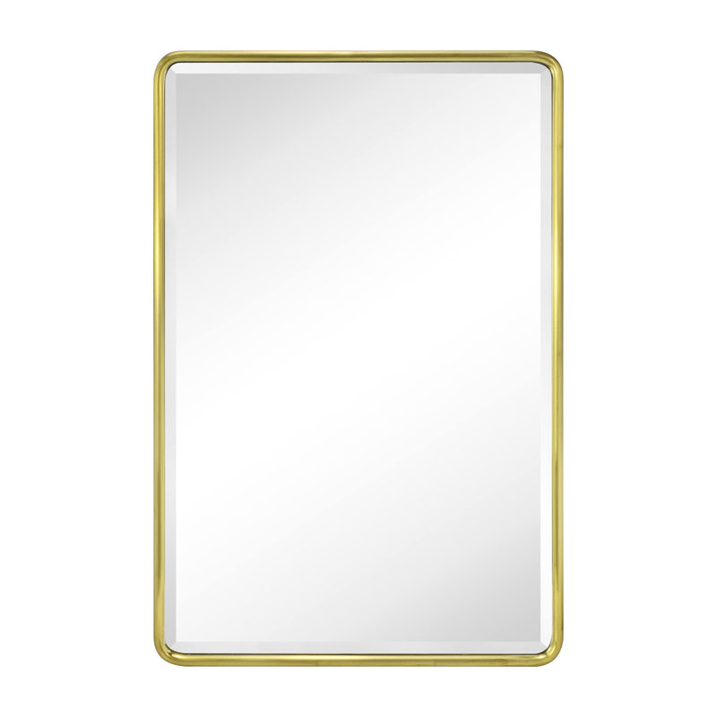 Farmhouse Recessed Metal Bathroom Medicine Cabinets with Mirror with Adjustable Tempered Glass Shelves, Brushed Gold
