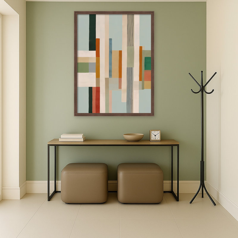 "Modern Geometric Color Blocks" par Nadjaa, reproduction d'art sur toile encadrée, Brun moyen Florence