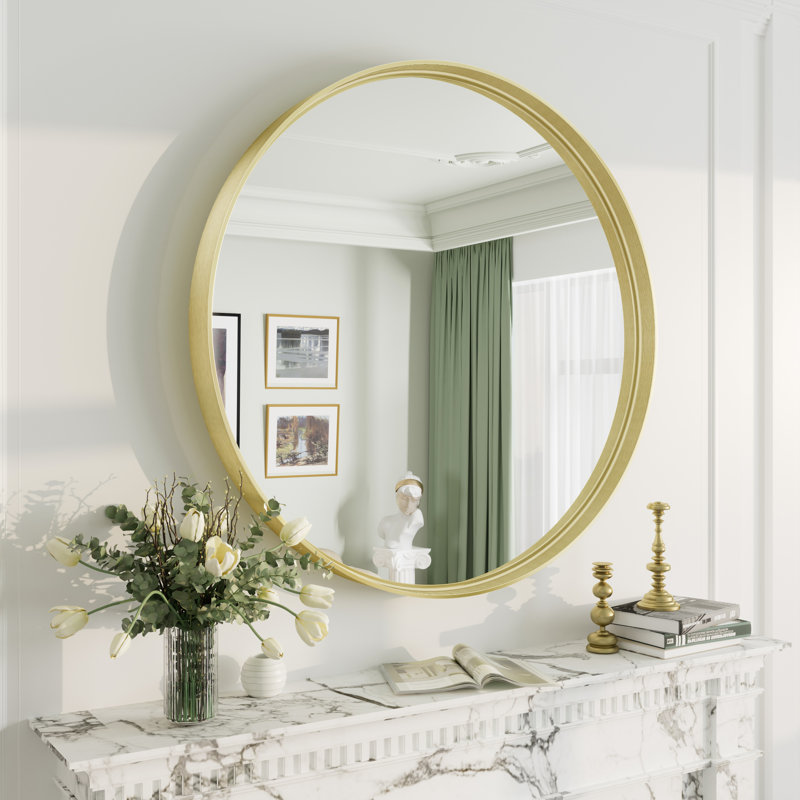 Miroir mural Aevar, 36 po x 36 po, Or brossé
