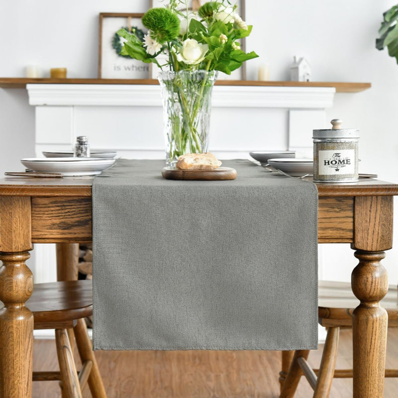 Light Grey Table Runner 40x140 cm | Seasonal Fall Winter Machine Washable Kitchen Dining Table Decoration for Home Party Decor
