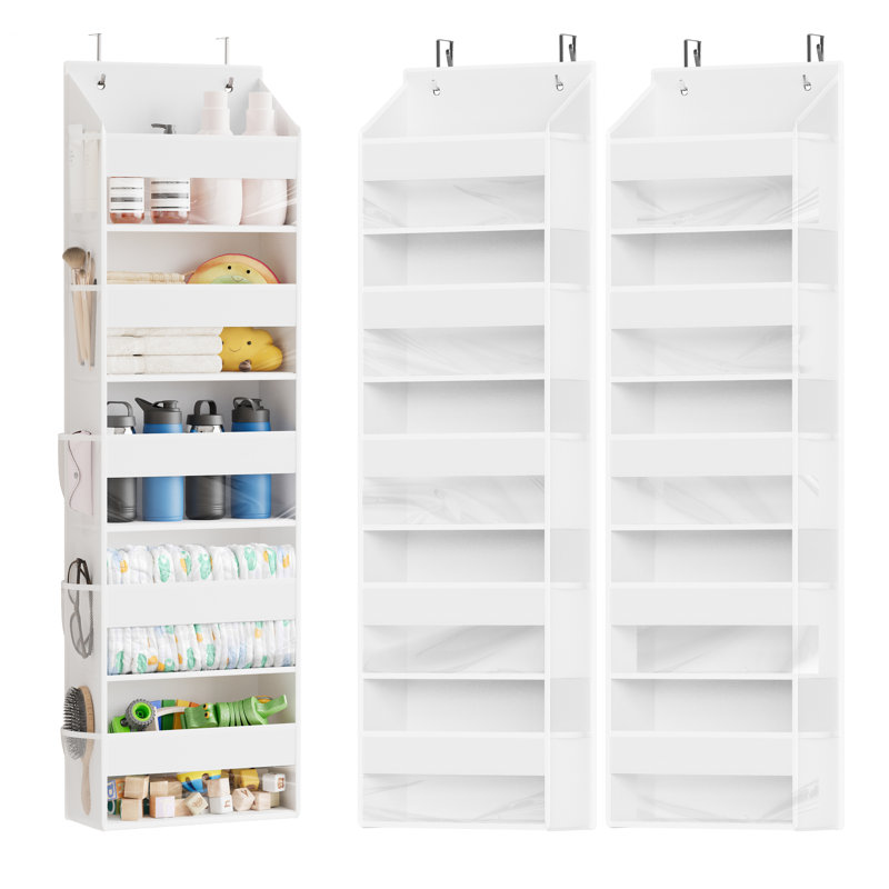 2 Pack Over The Door Organizer, 5-Layer Hanging Storage with 5 Pockets and 10 Mesh Side Pockets for Bedroom, Bathroom, Pantry and Nursery