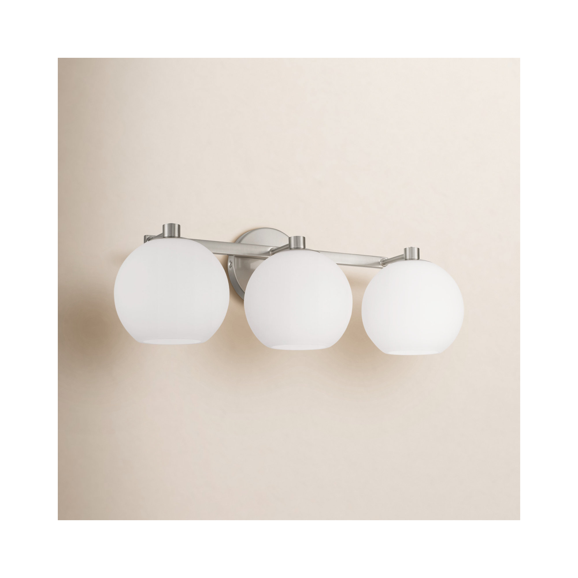 Ansley 3 Light Frosted Dimmable Vanity Light, Brushed Nickel