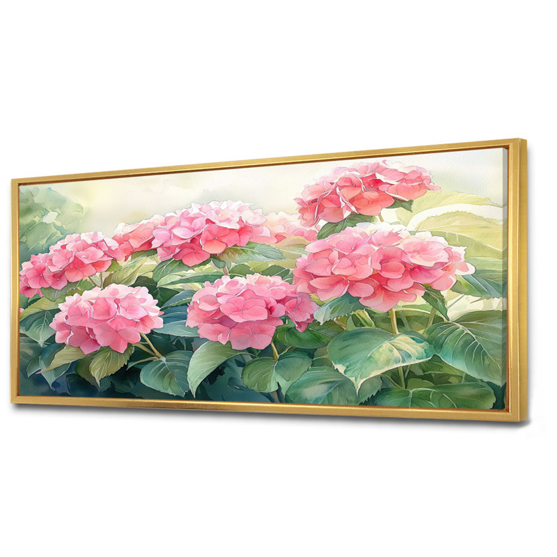 Ingelotte - Floral Wall Art, H 28 po x l 60 po, Impression encadrée flottante, Doré