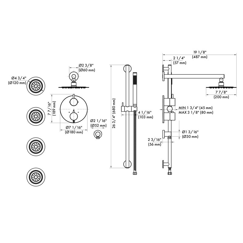 Complete Shower System with Rough-in Valve, Matte Black