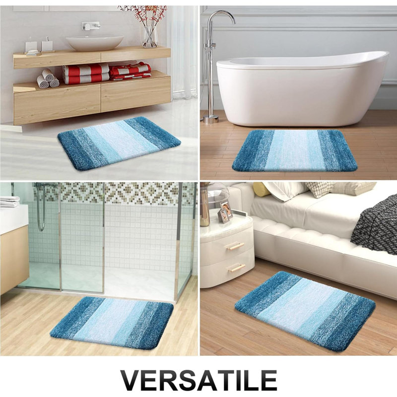 Rosley Microfiber / Microsuede Non-Slip Bath Rug, Blue