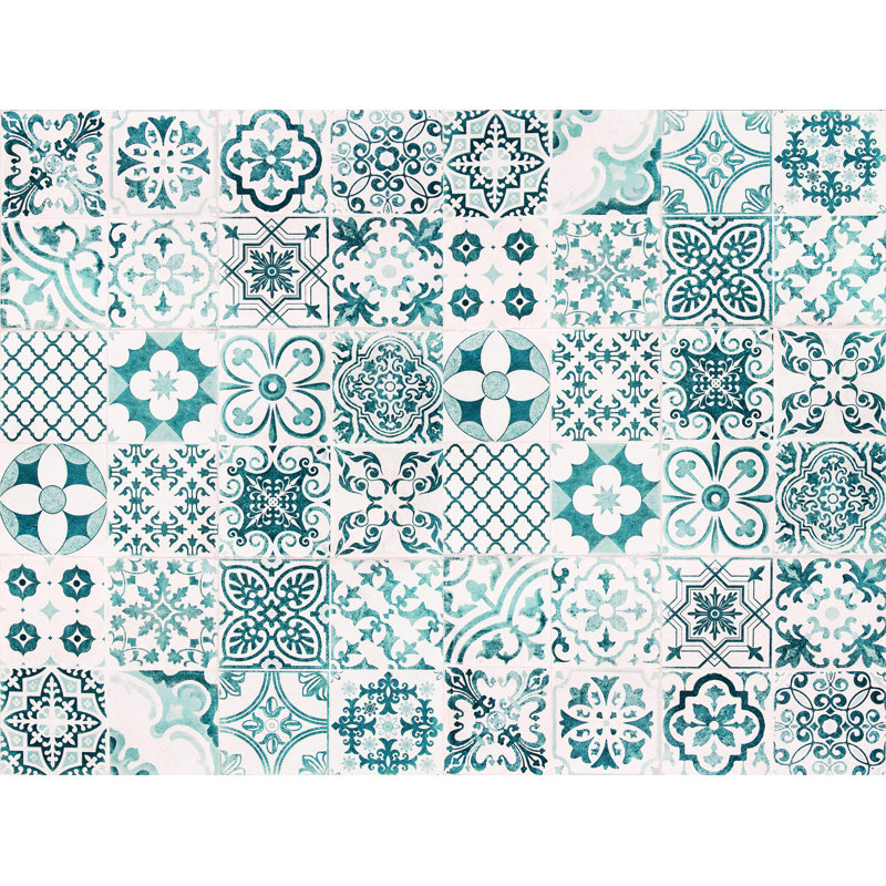 Miera Kitchen Mat, Rectangular 100 x 133cm, White/Green