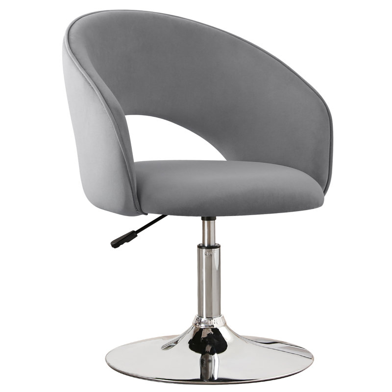 Modern Adjustable Height Velvet Armchair Upholstered Swivel Accent Chair, Gray Velvet