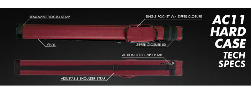 1/1 Hard Pool Cue Case, Burgundy