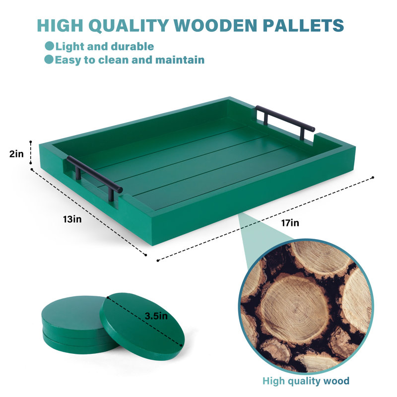 Adell Solid Wood Tray, Green