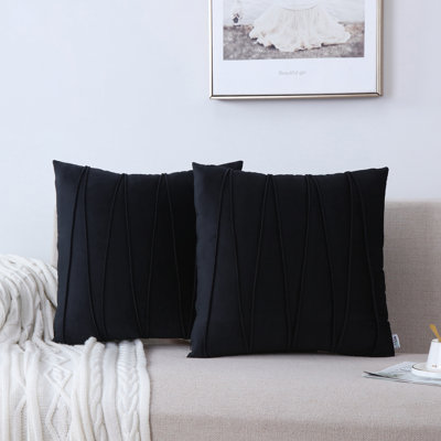 Housse de coussin plissée carrée en velours de polyester