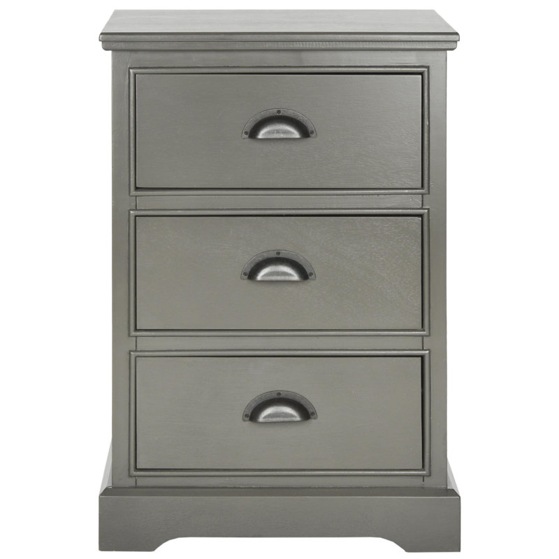 Calvillo 45cm W Solid + Manufactured Wood Bedside Table, Grey