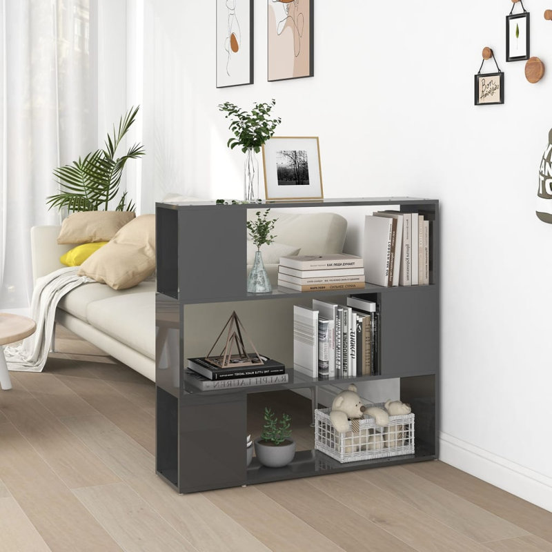 Cashe Library Bookcase, Grey, (3 Shelves) 94cm. H x 100cm. W x 24cm. D