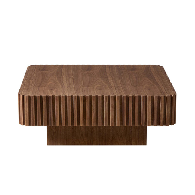 MDF Square Coffee Table, 15.43" H x 35.43" W x 35.43" D, Walnut