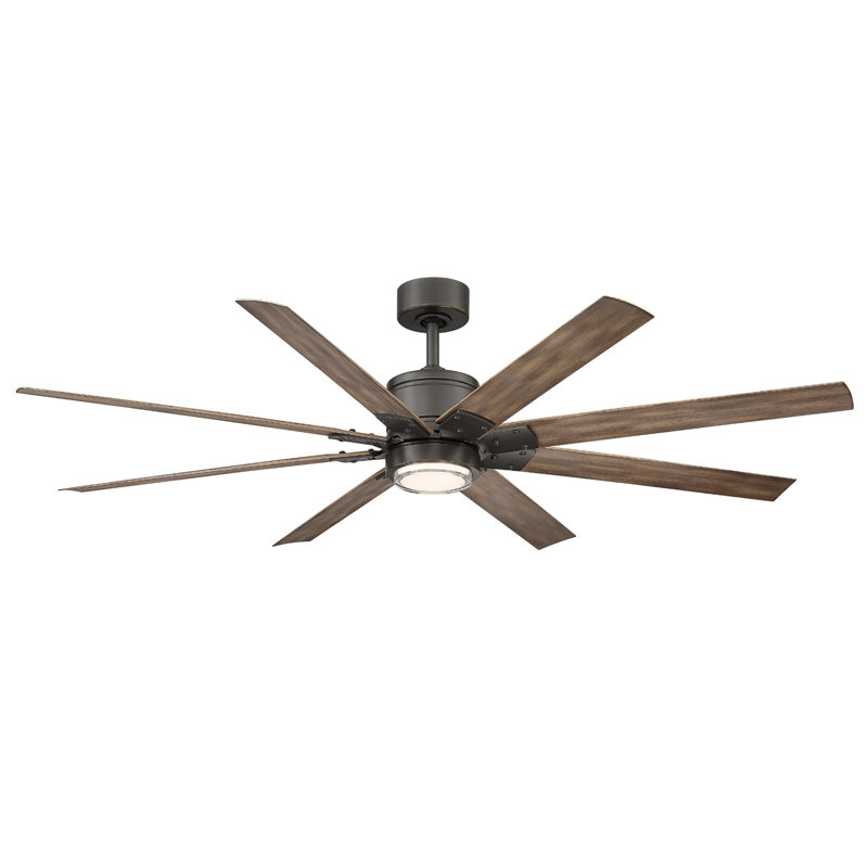 Renegade 8 - Blade Outdoor Integrated LED Smart Standard Ceiling Fan with Remote Control and Light Kit Included, 2700K, 66"
