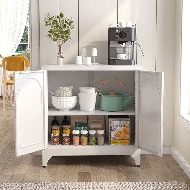 Kitchen Buffet with Storage,Black Metal Buffet Table with Doors and Adjustable Shelves, 33" Tall Kitchen Sideboard, Modern Coffee Bar Console Cabinet for Living, Dining Room