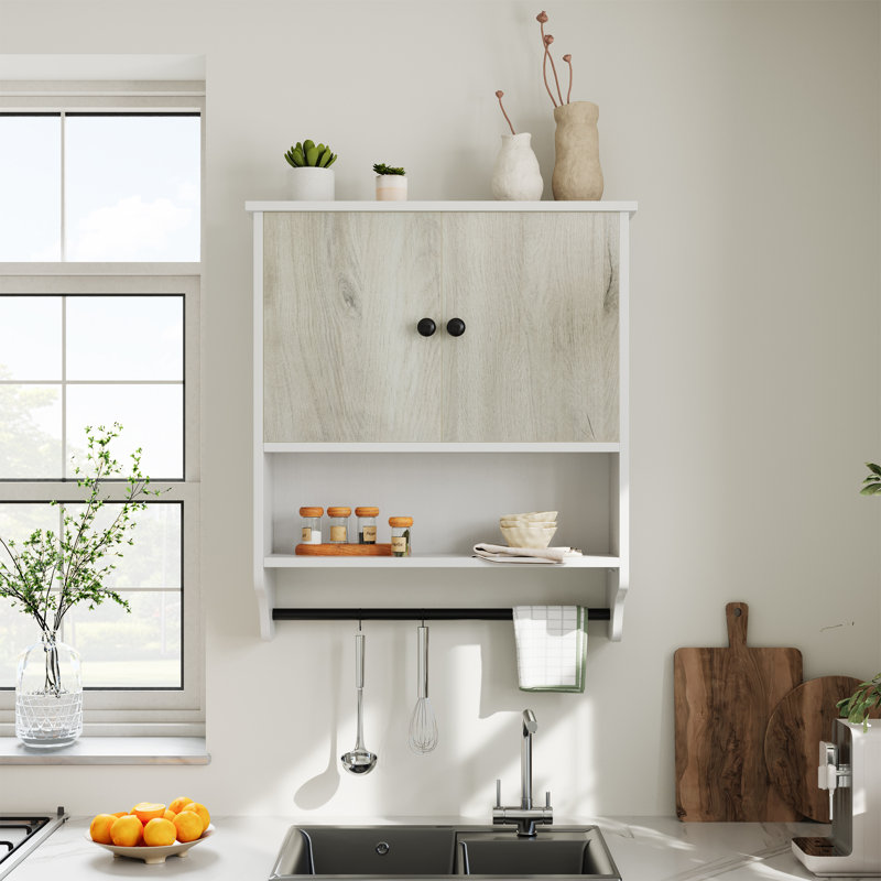 MDF Wall Bathroom Cabinet, Matte Black/Gray