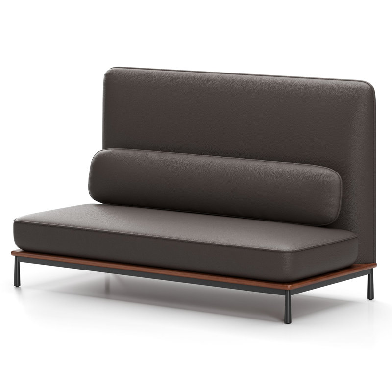 Arc Sofa Two-Seater High Back Middle, Natural Walnut, Omega Gray