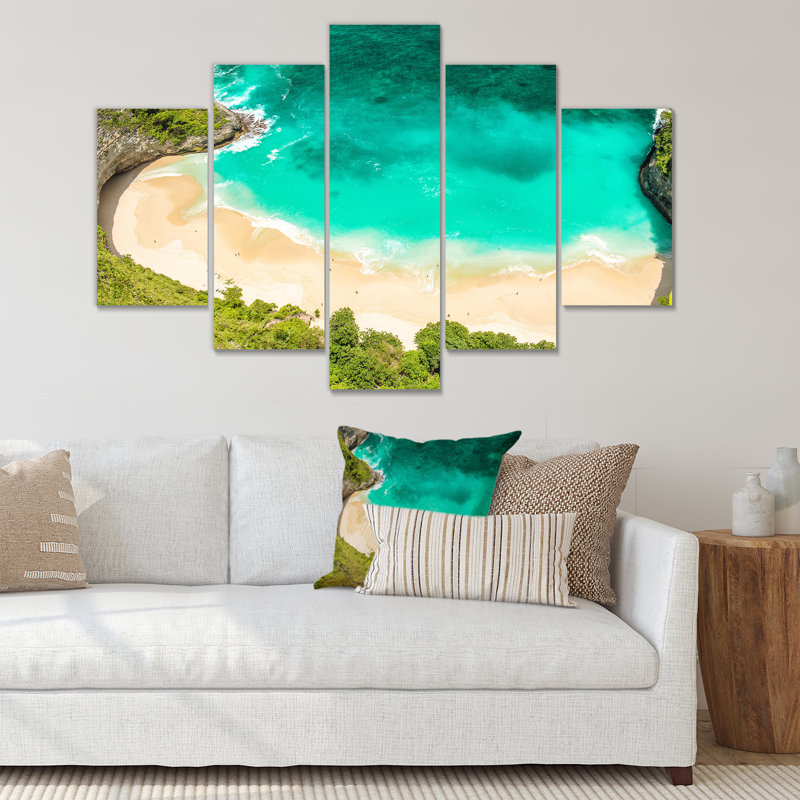 Vue aérienne de la plage tropicale turquoise I - 5 pièces sur toile tendue