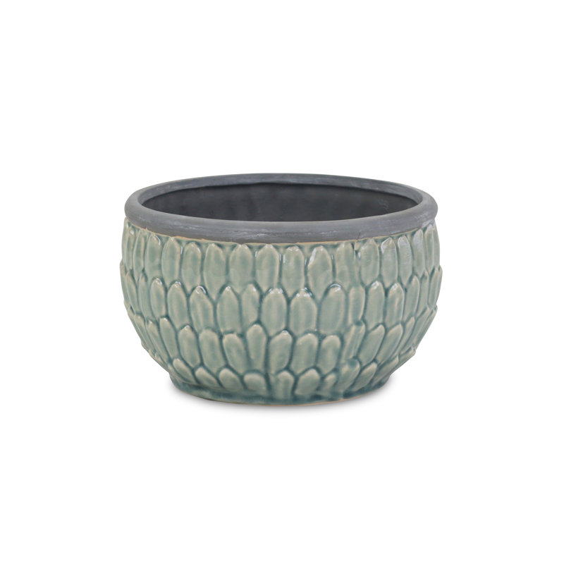 Handmade Ceramic Pot Planter, 4.75" H x 8" W x 8" D