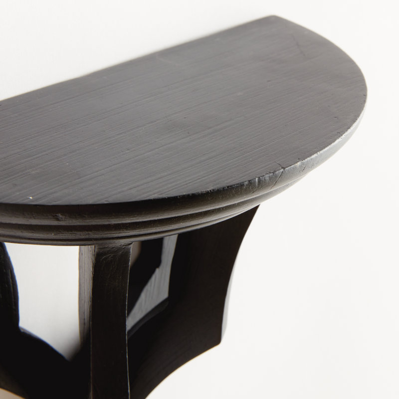 Gianinna Half-circle Mango Bracket Shelf, Black, 7" H x 7.75" W x 3.75" D