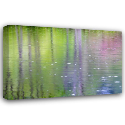 Jaynes Gallery Gallery Canvas Art: Washington State, Bainbridge Island Raindrop reflections in pond