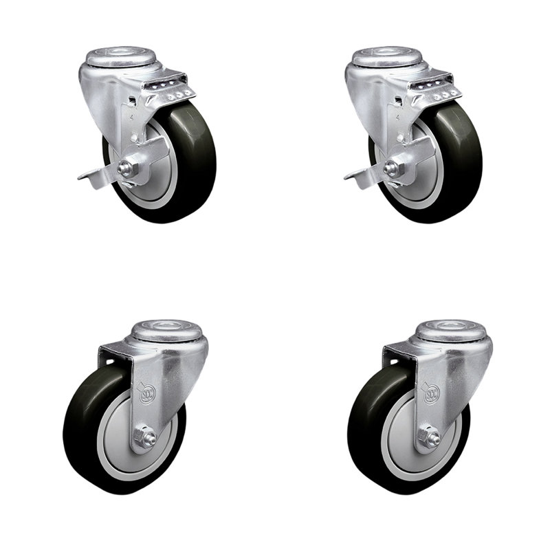 4 Piece Polyurethane Caster Set, Black