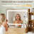 Glass Top Vanity Desk With Large Mirror And Lights
