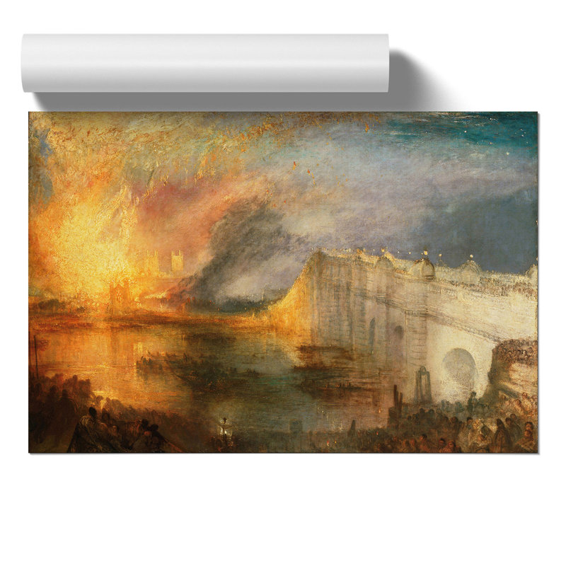 Burning of the Houses of Commons by Joseph Mallord William Turner - Unframed Painting, 30cm H x 42cm W x 0.1cm D