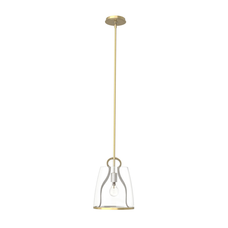 Caliper 1 - Light Single Dome Pendant, Modern Brass, Clear