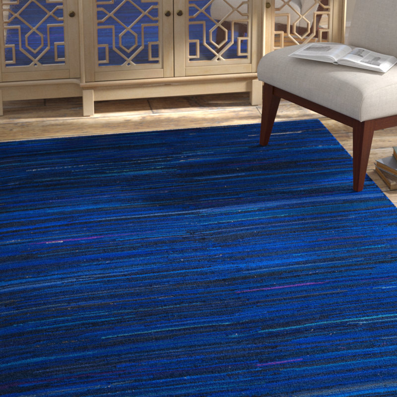 Tapis en coton tissé à la main Burkhart, Rectangle de 10 pi x 14 pi