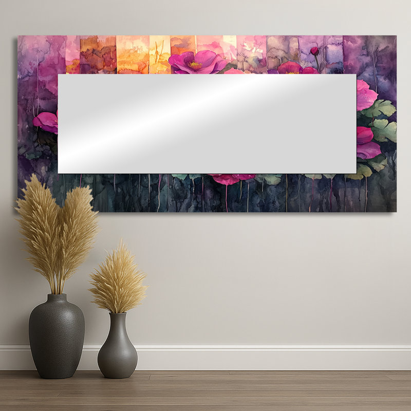 Lavande Echeveria In A Mystic Succulent Forest - Miroir mural décoratif floral - imprimé sur métal, 28 po x 60 po