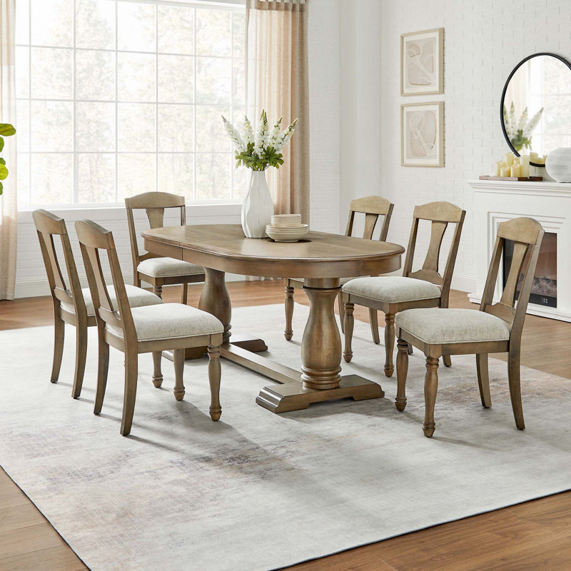 (1 table + 6 chaises) Ensemble de table de salle à manger 7 pièces 94,06 pouces Mid Century