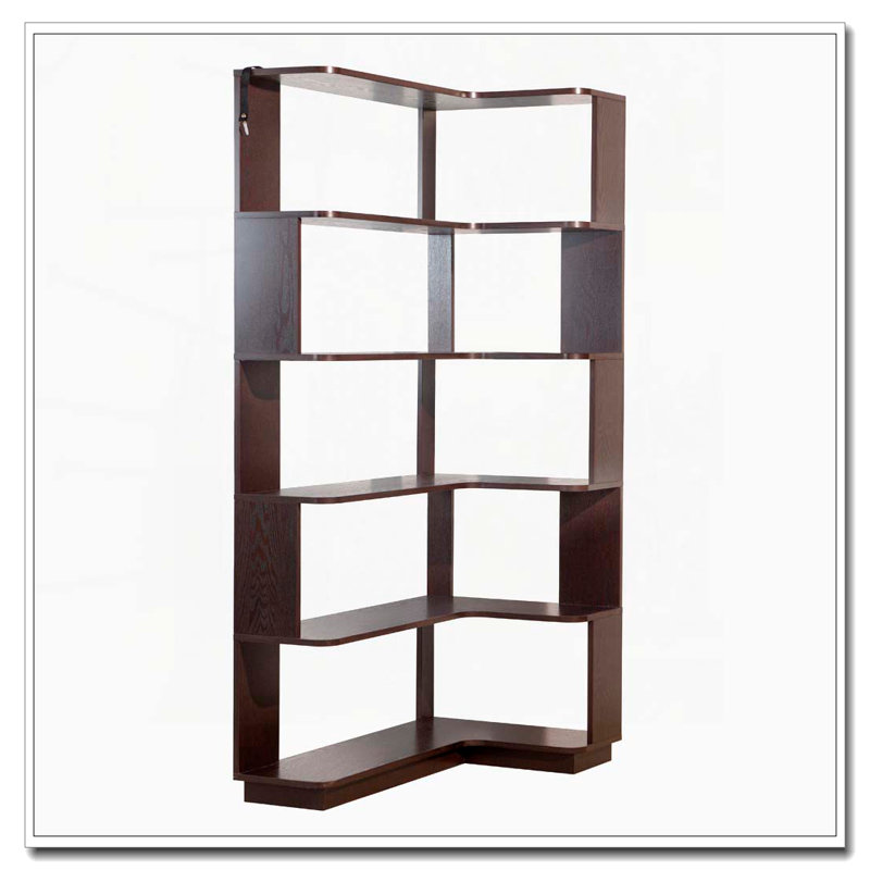 Freestanding Corner Bookshelf, Ox Blood Red
