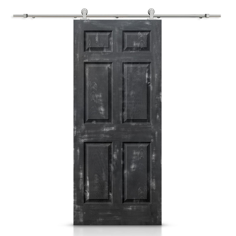 Porte standard lambrissée en bois manufacturé, 30 po x 80 po, Noir rétro