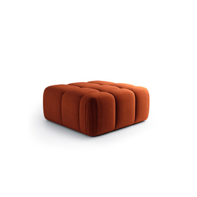 Sofia Luxe Silver Velvet Ottoman – Sculptural Modern Footstool for Modular Seating