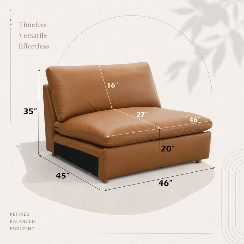 Canapé modulaire en cuir fleur brun 3 pièces avec fauteuils gauche et droit