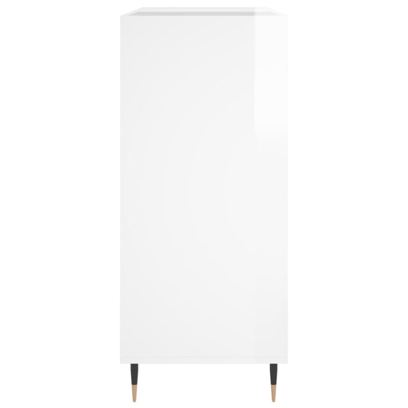Record Cabinet 84.5 x 38 x 89 cm Engineered Wood, High Gloss White