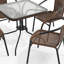 Table carrée en verre et métal de 28 po avec bordure en rotin et 4 chaises empilables en rotin Amlie-23840915